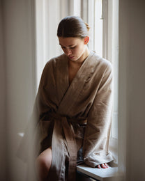 Nami Organic Cotton Kimono Robe / Stone