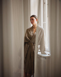 Nami Organic Cotton Kimono Robe / Stone